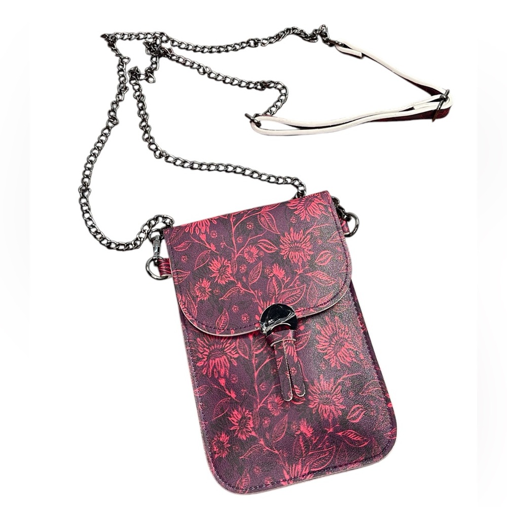 Save the Girls Touch Screen Purse red floral cross body bag